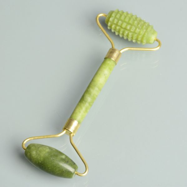 Roller facial massager double-sided ribbed (jade)