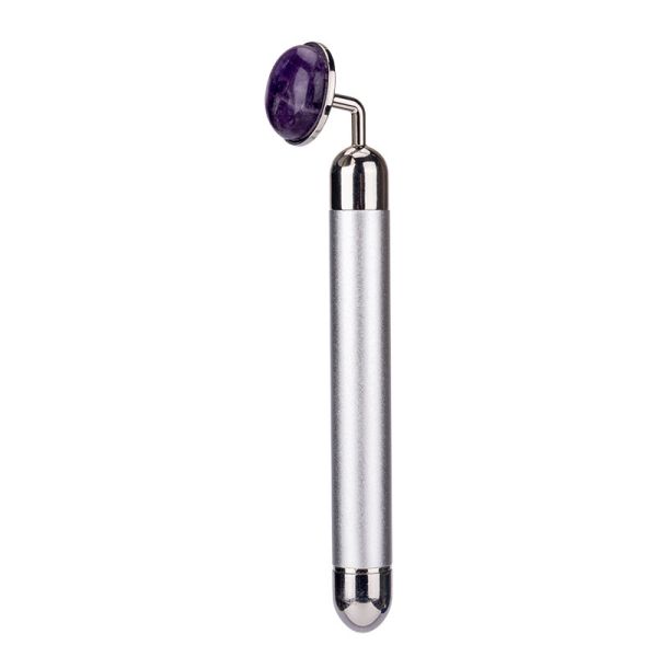 Vibrating massager for face and neck with natural amethyst stone (battery operated)