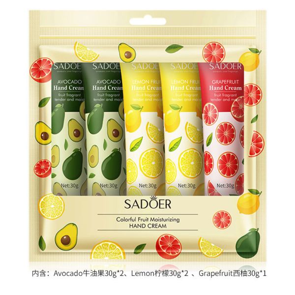 Set of hand creams SADOER (avocado, lemon, grapefruit), 5*30g